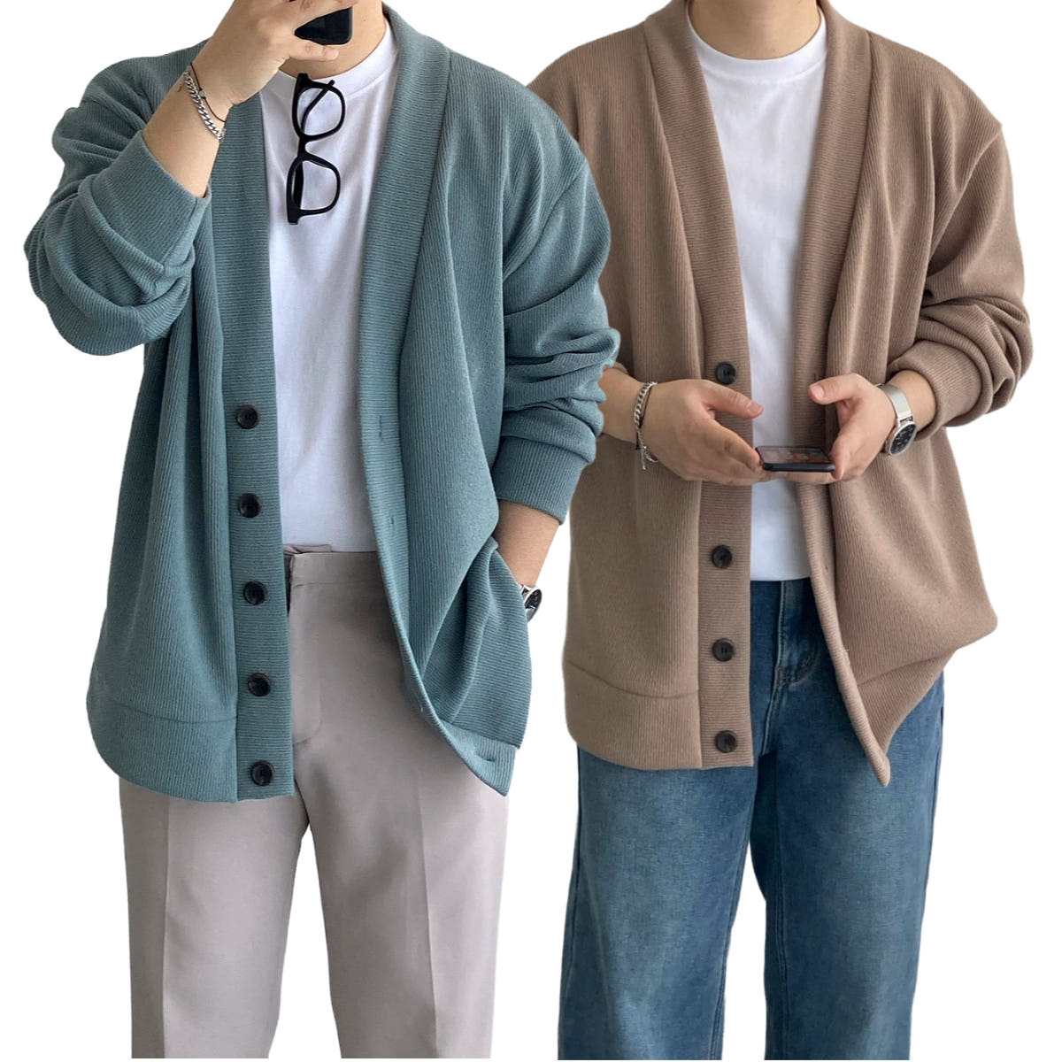 헤세드옷장 남자가디건 V넥 오버핏 빅사이즈