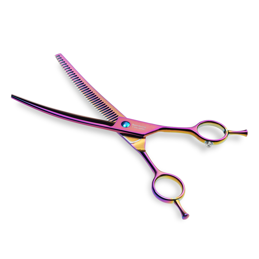 밤돌이네 크리스탈 커브요술가위 7인치 전문가용 애견 강아지 미용가위 이미지 3