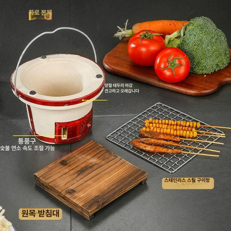 점토 개인화로 개인 바베큐 화로 와규 꼬치구이 숯불 일본식 도자기 스토브 24.2 x 20cm - 상세 이미지 5