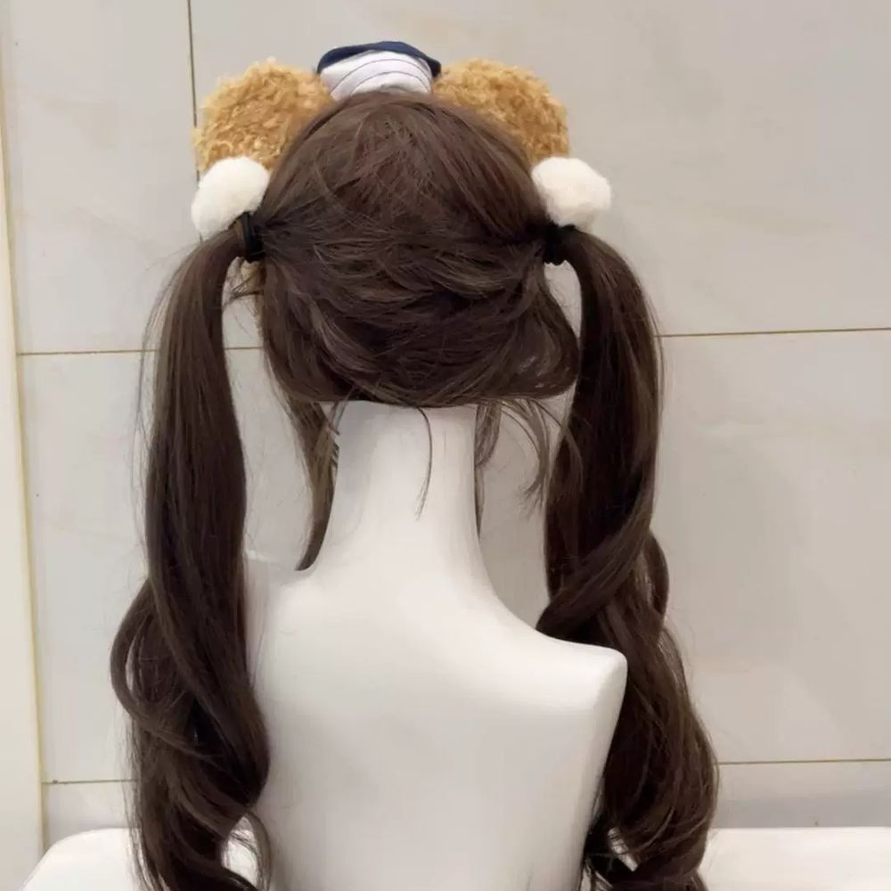 호랑이 귀 꼬리 소품 귀 장식 머리띠 코스튬 액세서리백호 A. 85cm 쿨브라운 헤어네트 - 상세 이미지 4