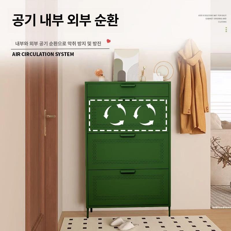 슬림 현관 정리대 틈새 수납장 캐비넷 가정용 좁은 철제 500 x 120x1290 크림화이트 완제품 다리조립필요 - 상세 이미지 4