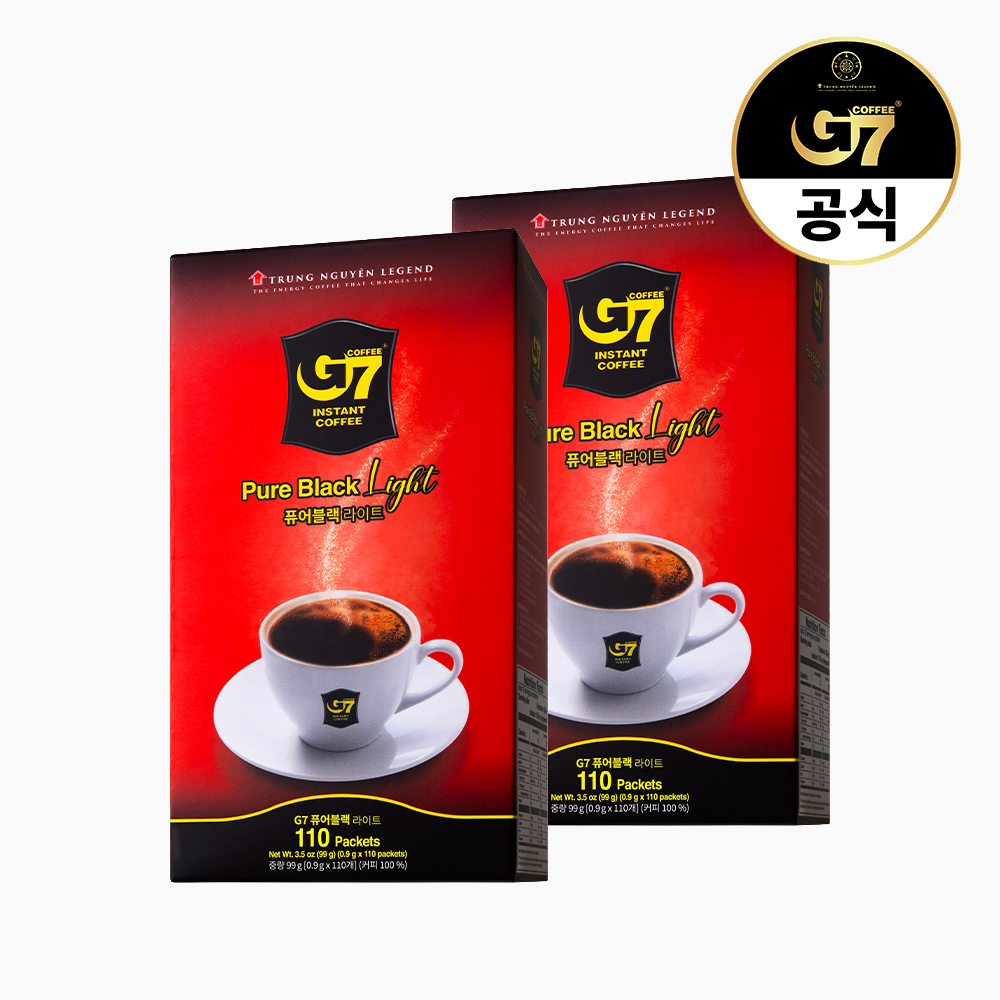 G7커피 퓨어블랙 스틱커피 라이트 0.9g X 110개입 미니 2박스 (총220개입) - 상품 이미지