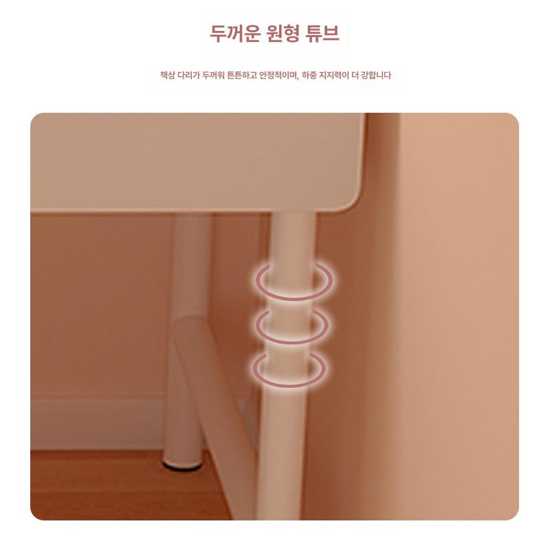 1인용 소형 책상 원목 기숙사 컴퓨터 노트북 더블서랍 웜화이트 100 - 상세 이미지 3