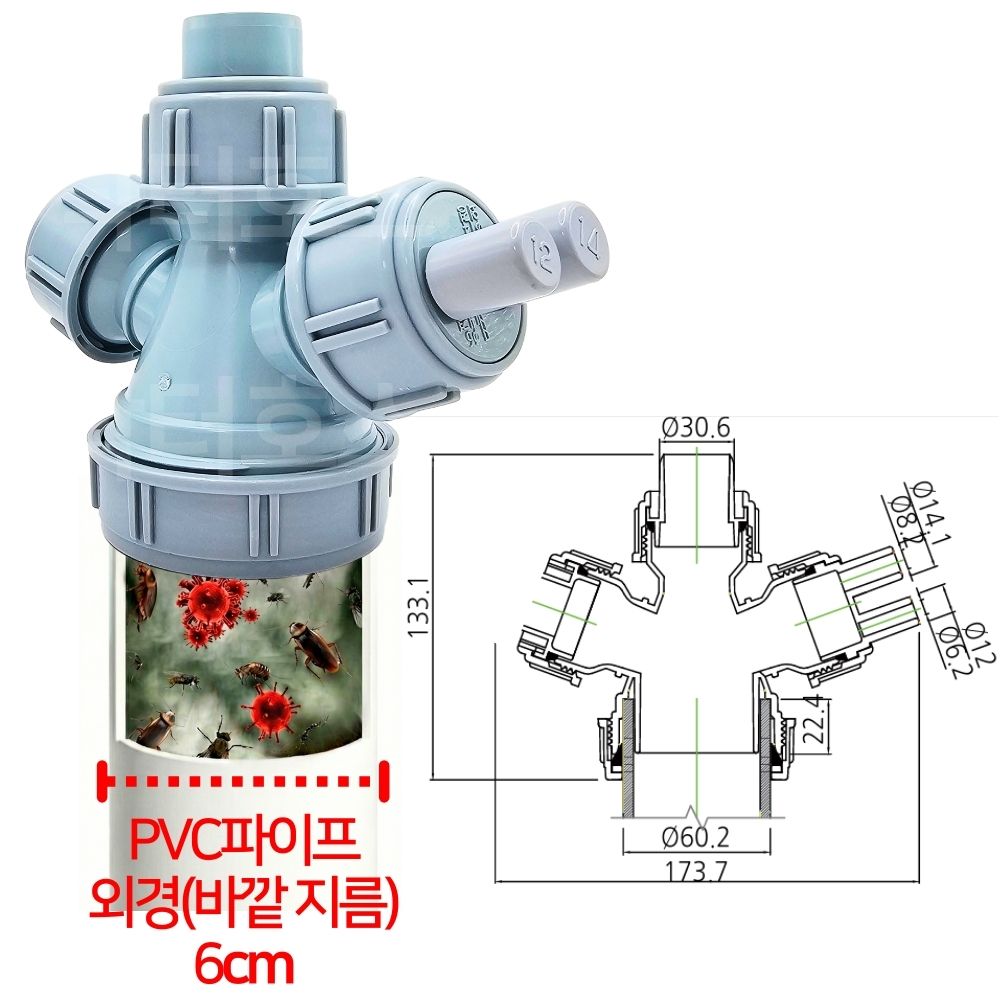 로봇청소기 직배수 호환 로보락 쿠쿠 에코백스 DJI 싱크대 하수구 트랩 3구 - 상세 이미지 4