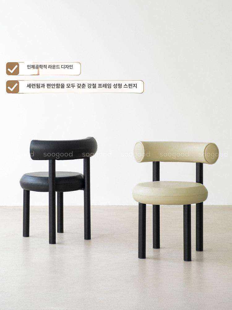 스툴 북유럽 매니큐어 네일샵 의자 럭셔리 패브릭 원형 블랙 마이크로화이버 가죽 무광 도장 - 상세 이미지 2