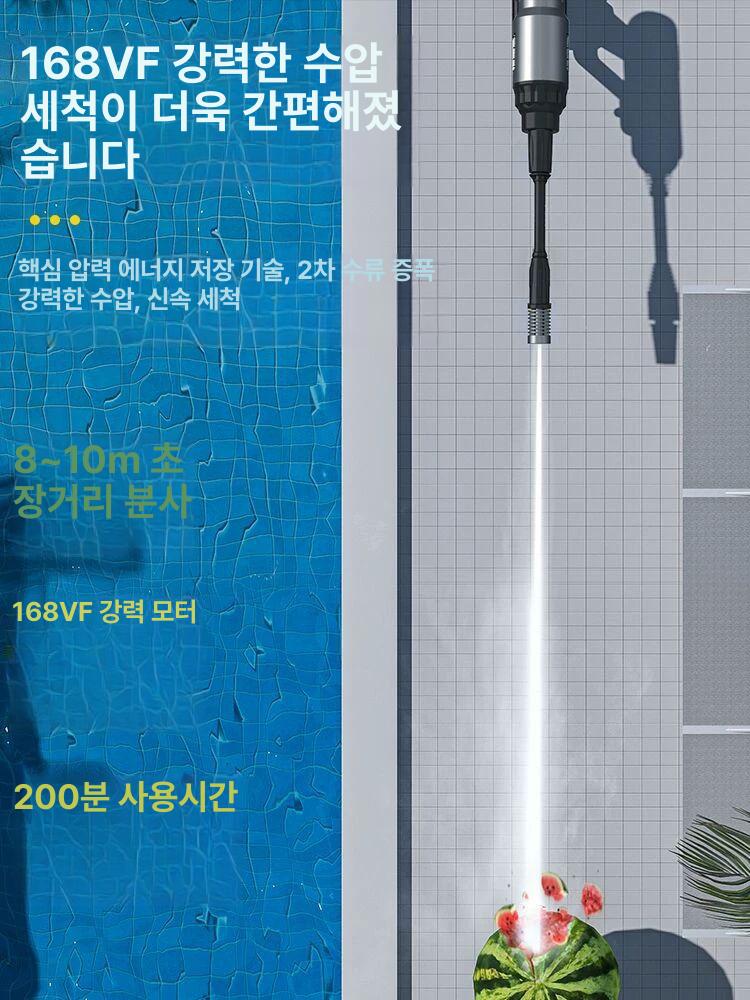 고압 무선 세차건 핸디형 세차기 셀프 세차용 충전식 900W 보관함 0m 호스 - - - 상세 이미지 3