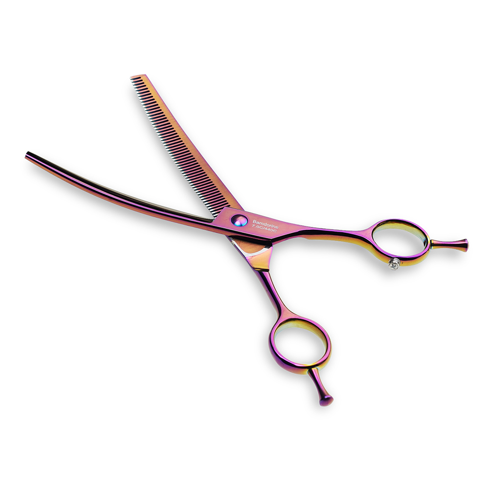 밤돌이네 크리스탈 커브 숱가위 7인치 전문가용 애견 강아지 미용가위 이미지 3