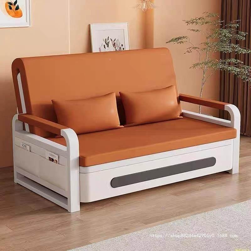 접는 침대 2인용 폴딩 수납 베드 사무실 변신 오렌지 128cm + 7cm - 상품 이미지