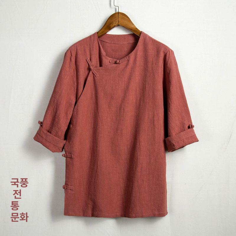 쉐프 조리복 카키 요리사복 긴팔 일식 중식 린넨 양식 그린 3XL - 상세 이미지 4