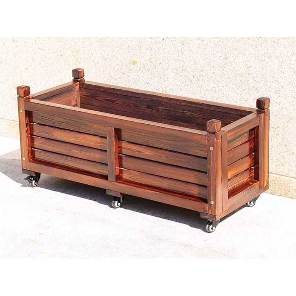 대형방부목화분 이동식 도로 상자 베란다 박스 텃밭 80x40x45cm - 상품 이미지