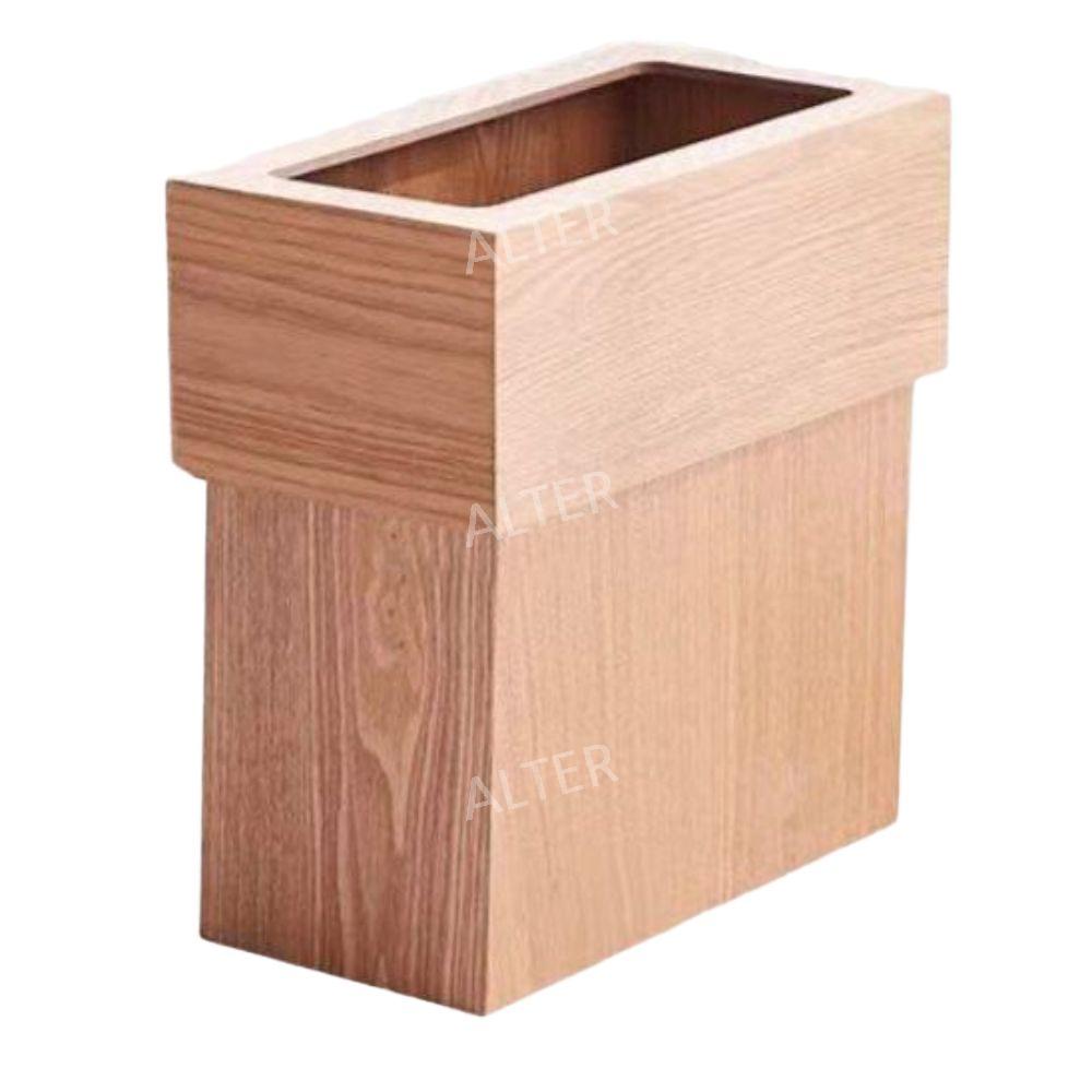북유럽 우드 인테리어 호텔식 사각 쓰레기통 휴지통 우드 10L 31x15x31cm - 상품 이미지