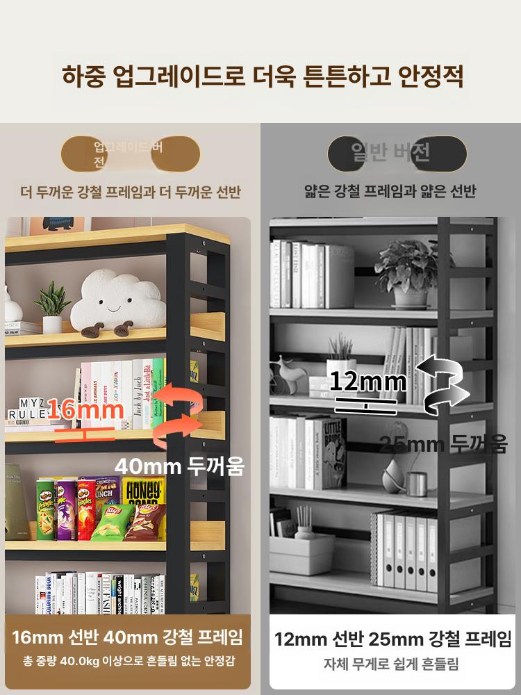 책꽃이 대형 서재 6단 진열 철제책장 사무실 상품 선반 웜 화이트 7칸 120 x 30x222 이미지 6