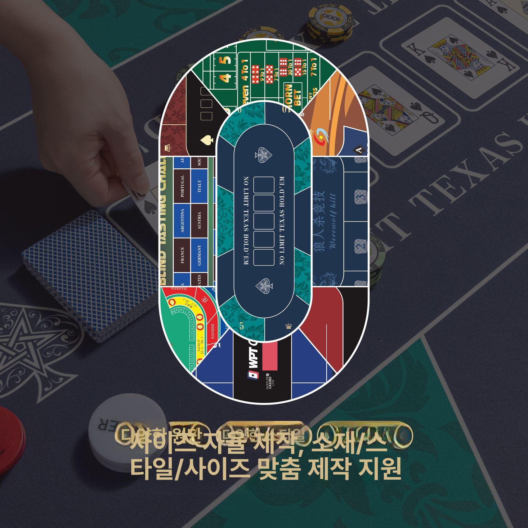 홀덤 테이블 원형 탁자 가정용 포커 가드확장 포커매트 울트라파인 벨벳 올드그린 60 x 120cm - 상세 이미지 2