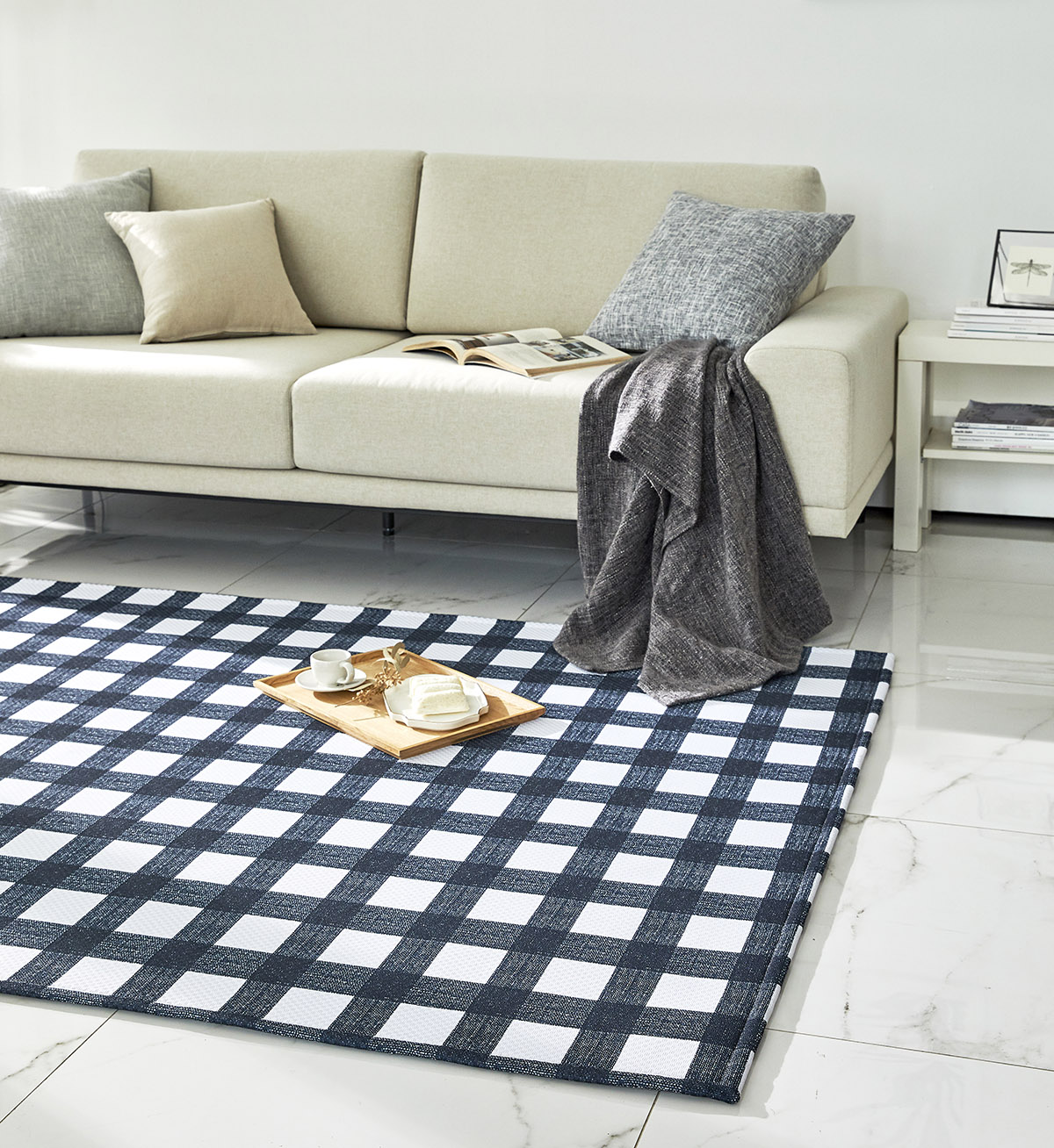 엠시베딩 워셔블러그 단모 먼지없는 사계절 방수 블랙스퀘어 대형 침실 식탁 러그