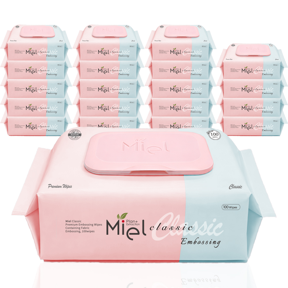 미엘 물티슈 클래식 캡형 100매 20팩 평량 50g 유아용 저자극 대용량