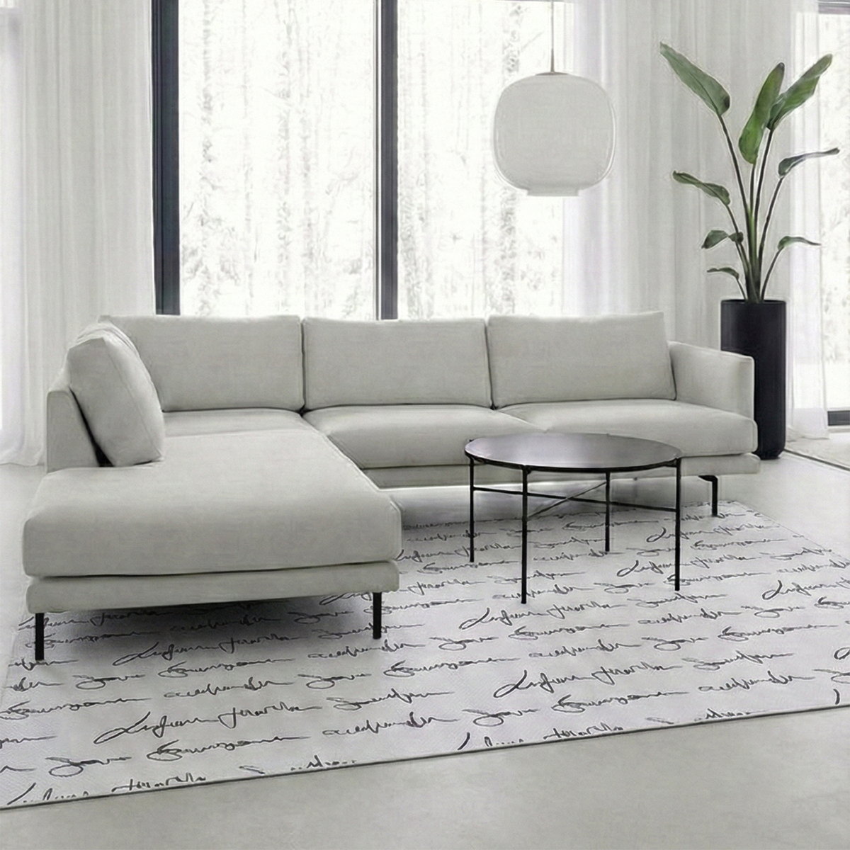 엠시베딩 워셔블러그 단모 먼지없는 사계절 방수 블랙스퀘어 대형 침실 식탁 러그