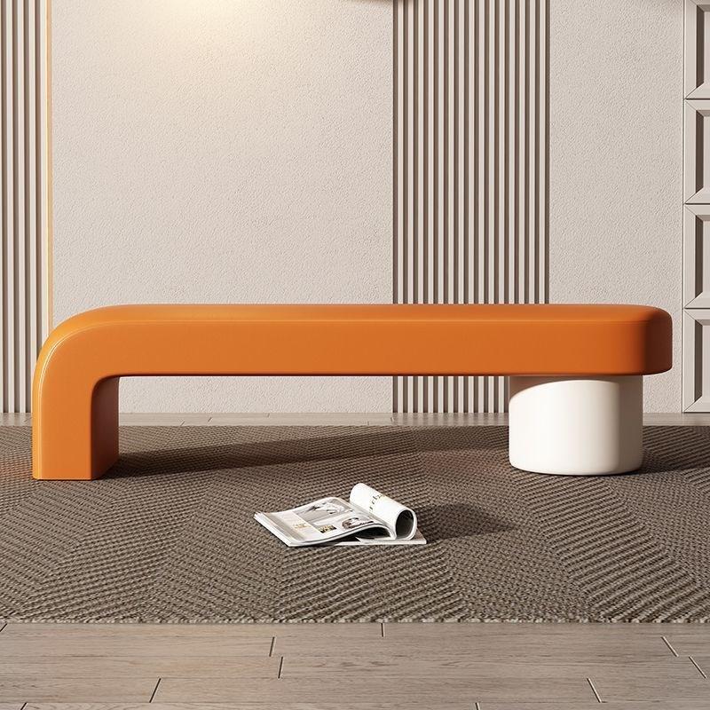 현관 벤치 엔틱 디자인 쥬얼리샵 의자 카페 대기 피팅룸 오렌지 오프화이트 120 x 40x43 - 상세 이미지 5