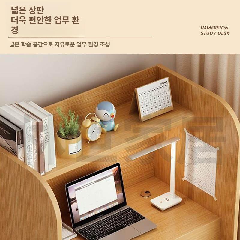 독서실 스터디카페 책상 공부방 데스크 칸막이 개인 내추럴우드 83 x 60x120 3mm - 상세 이미지 5