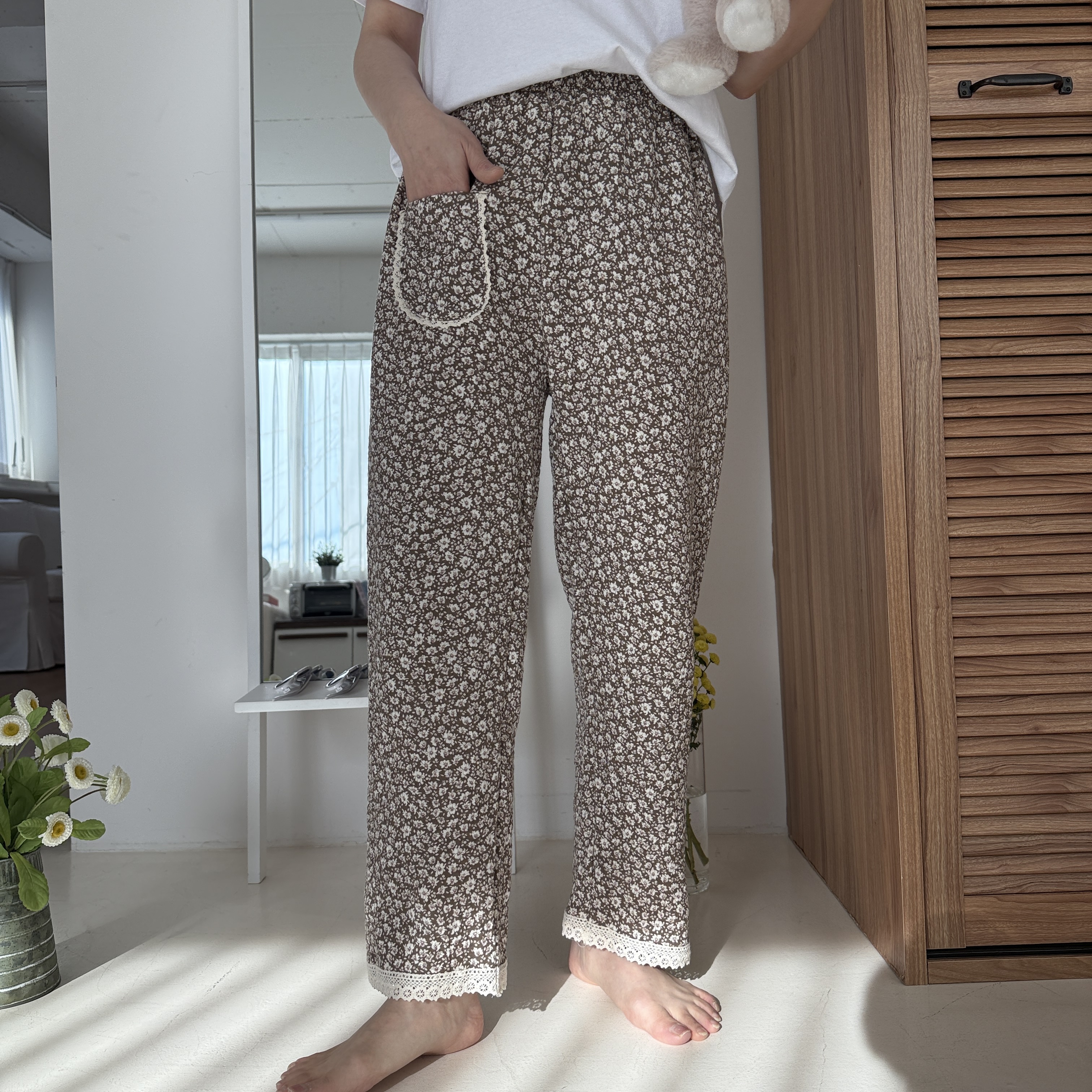 국산 면100잠옷 요루면 순면파자마바지 3중거즈 브리즈 잠옷 - 상세 이미지 2