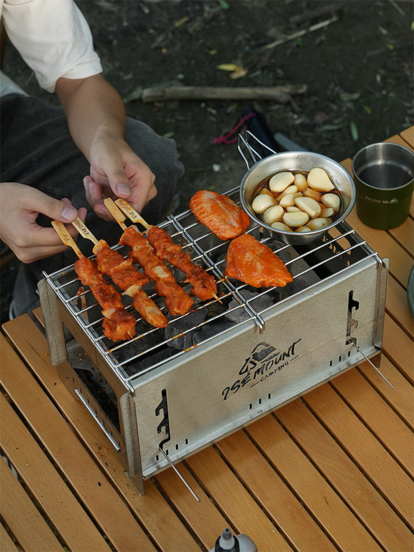 야외 캠핑용 스테인리스 닭꼬치 오뎅 꼬치 바베큐 화로 그릴 이미지 6