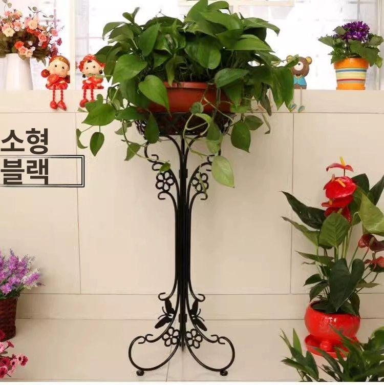 화분 받침대 철제 스탠드 빈티지 원형 베란다 가드닝 보강 블랙 60cm 이미지 6