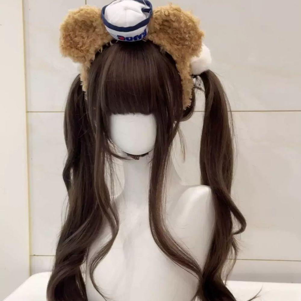 호랑이 귀 꼬리 소품 귀 장식 머리띠 코스튬 액세서리백호 A. 85cm 쿨브라운 헤어네트 - 상세 이미지 3