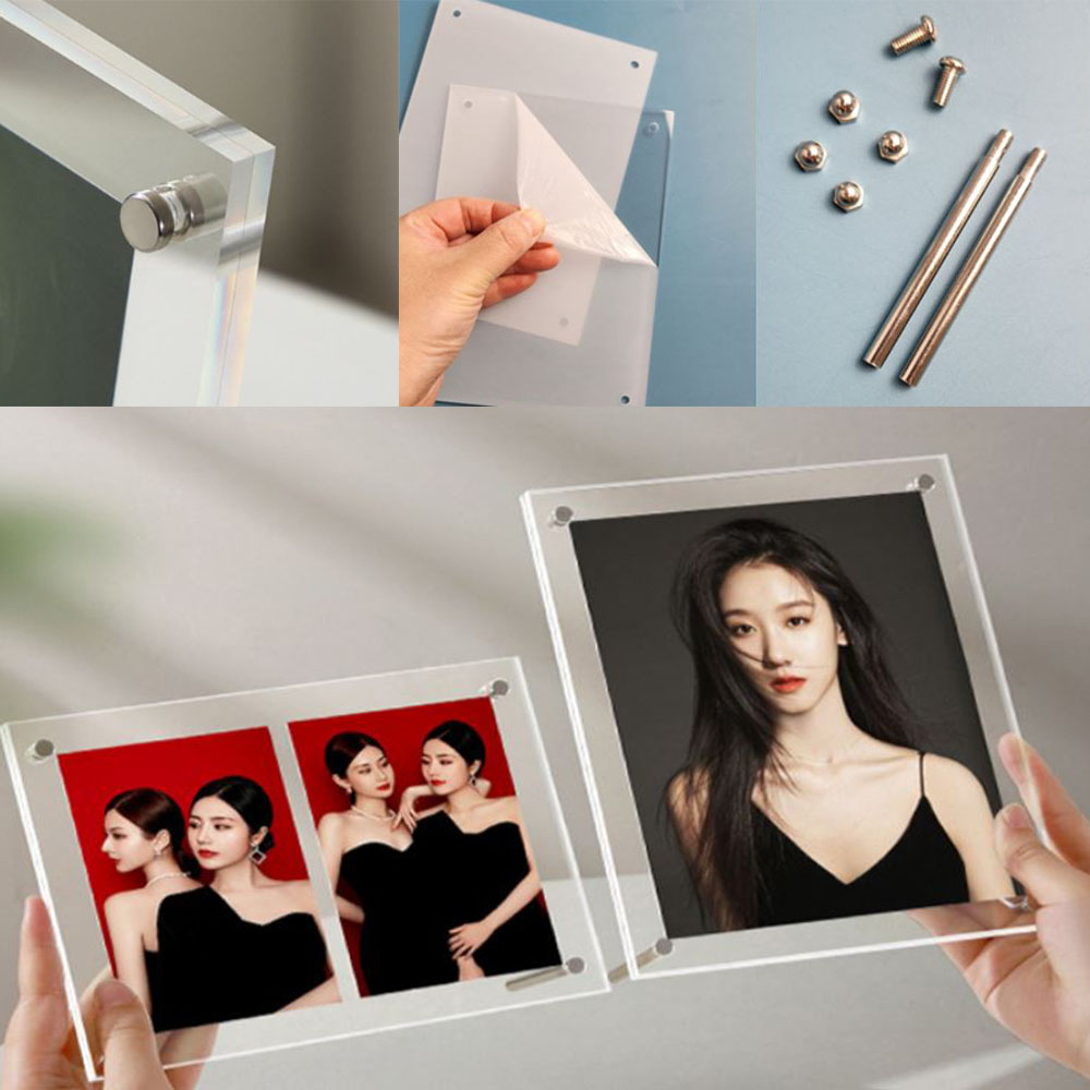 양면 스탠드 탁상액자 투명 사진 포토 메탈 프레임 - 상품 이미지
