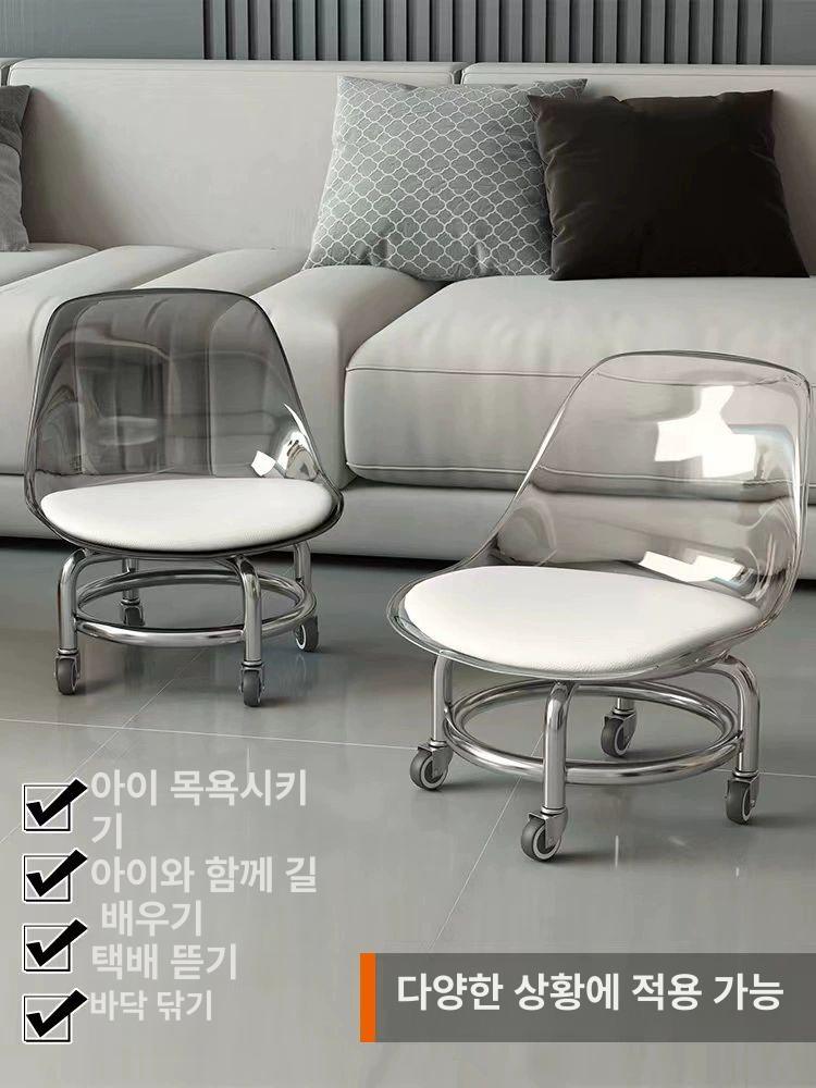 등받이 작업의자 스툴 소형 청소 보조의자 체어 낮은 무소음 원형 작업 보조 바퀴달린의자 - 상세 이미지 3