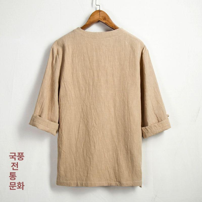 쉐프 조리복 카키 요리사복 긴팔 일식 중식 린넨 양식 그린 3XL - 상세 이미지 5
