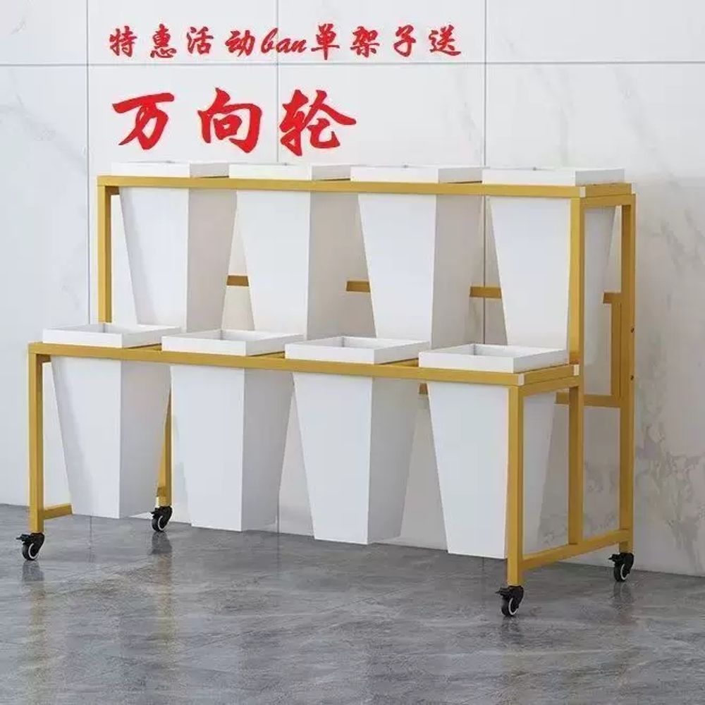리멤버셀 꽃집 진열대 꽃다발 4열 3 A. 프로모션  1레이어 x 4골드랙 화이트통 통포함 - 상세 이미지 4