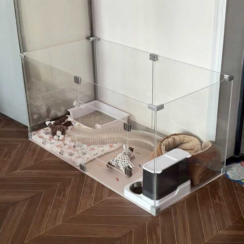 반려견 고양이 확장형 펜스 바닥보강 대형 투명 아크릴 5mm 두께 길이 x 48 높이 4장 - 상품 이미지