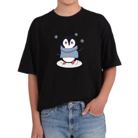 오버핏반팔티 펭귄 PENGUIN 펭귄도 겨울이 추워요 발이 시려워 뒤뚱뒤뚱