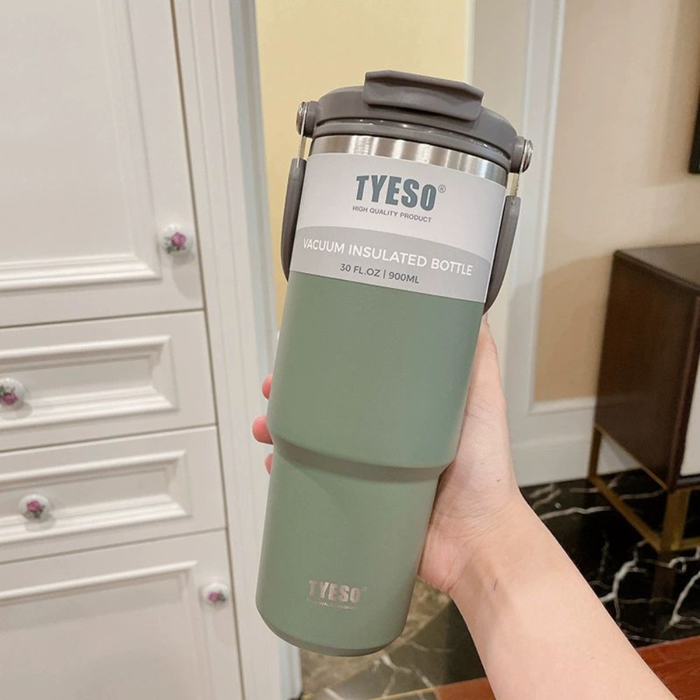 대용량 스텐 보온 보냉 빨대 차량용 커피 머그컵 포레스트그린 600ml - 상품 이미지