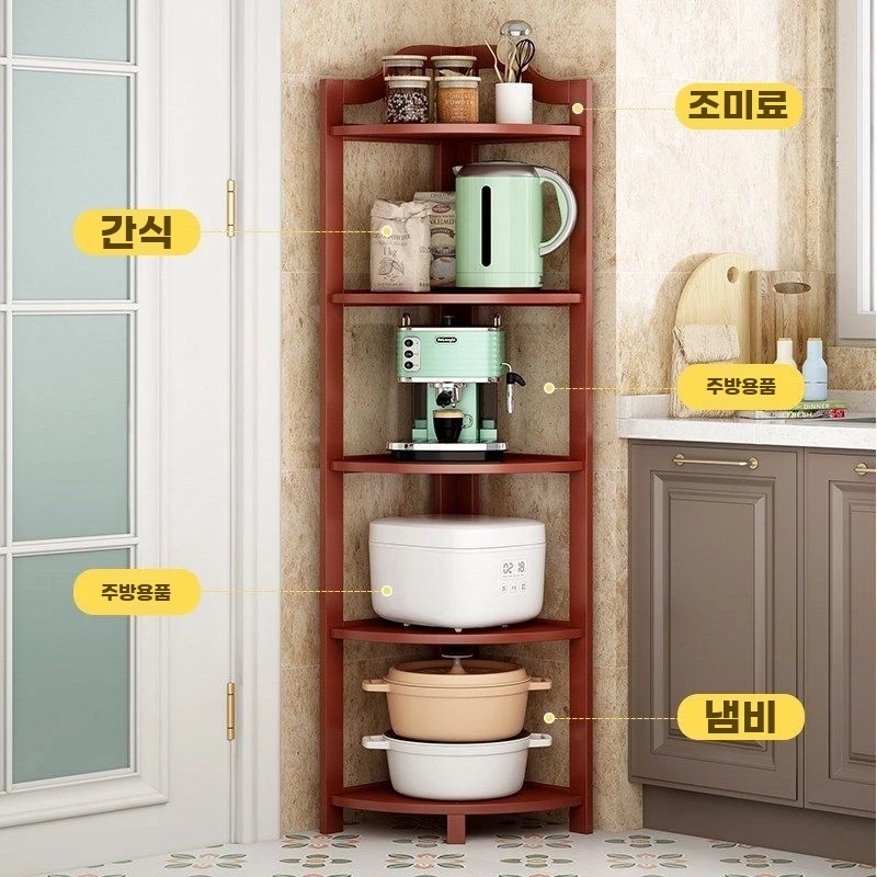 원목 코너장 선반 장식장 모서리 깔끔이 A. 5겹 레드 코너랙 두껍고 강화, A. 모으다 - 상세 이미지 4