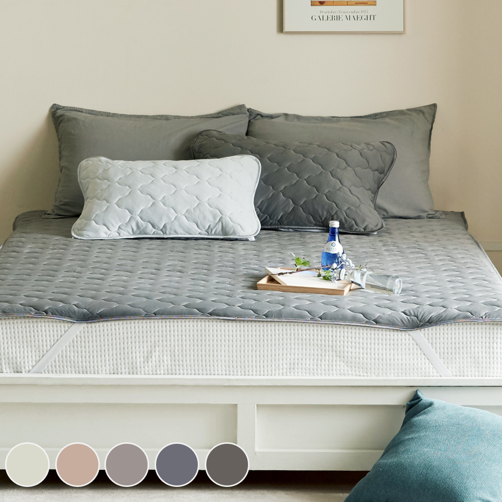 파미지오 사계절 누빔 냉감 양면 매트리스 침대패드 싱글~킹 5color