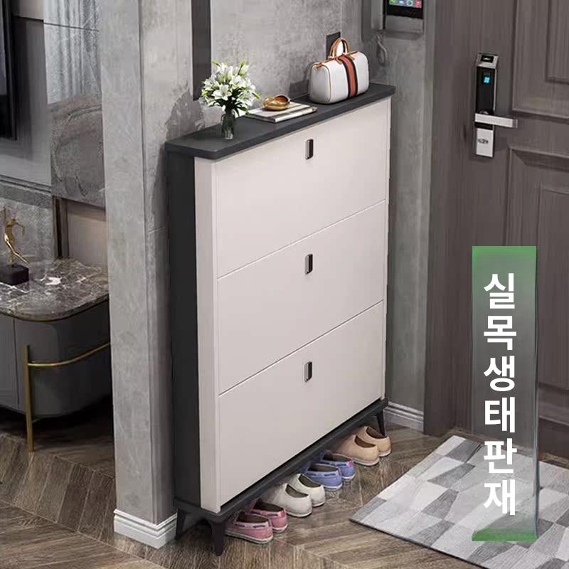 슬림 틈새 수납 좁은 수납장 현관 벤치형 현관인테리어 그레이 50길이 17두께 118높이 자가 설치 - 상세 이미지 2