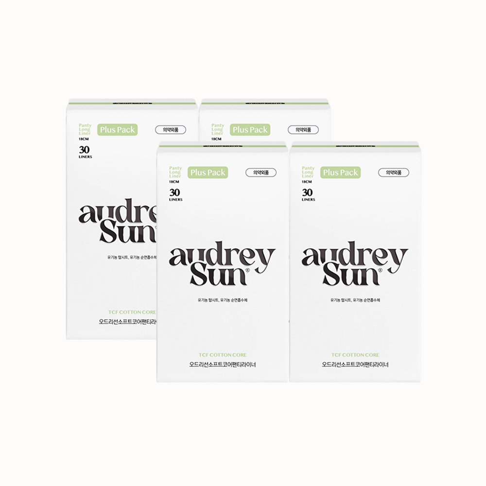 오드리선 코튼코어 유기농 순면 TCF 팬티라이너 롱 비건 30pcs X 4팩 제품 이미지