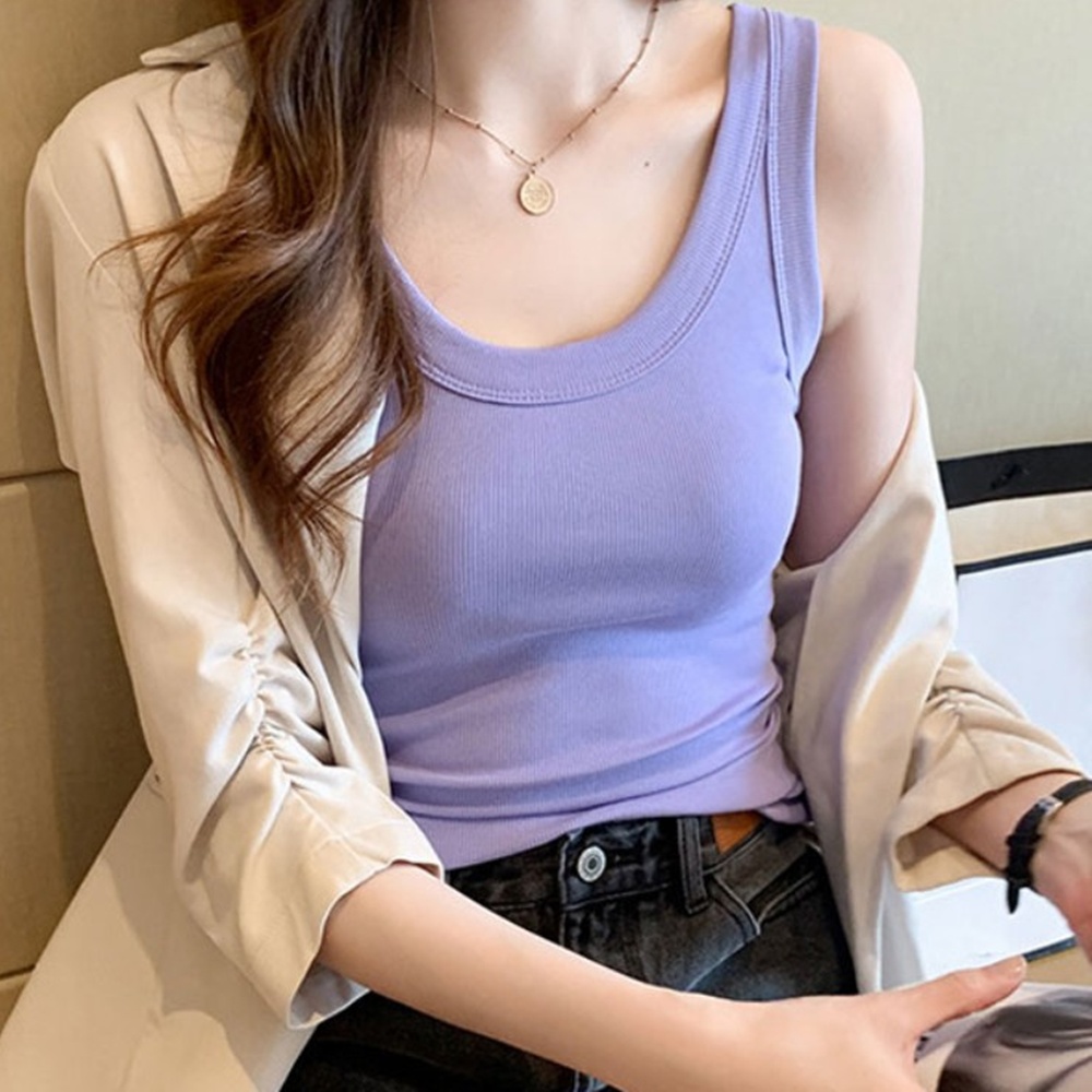여성 골지 나시티 U넥 민소매 베이직 이너 여름 티셔츠 박대표마켓 - 상세 이미지 4