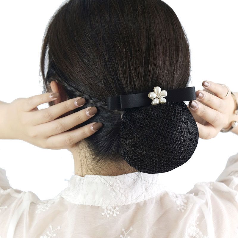 머리망 진주 헤어핀 머리끈 똥머리 헤어끈 방울 승무원 굵은망 - 상품 이미지