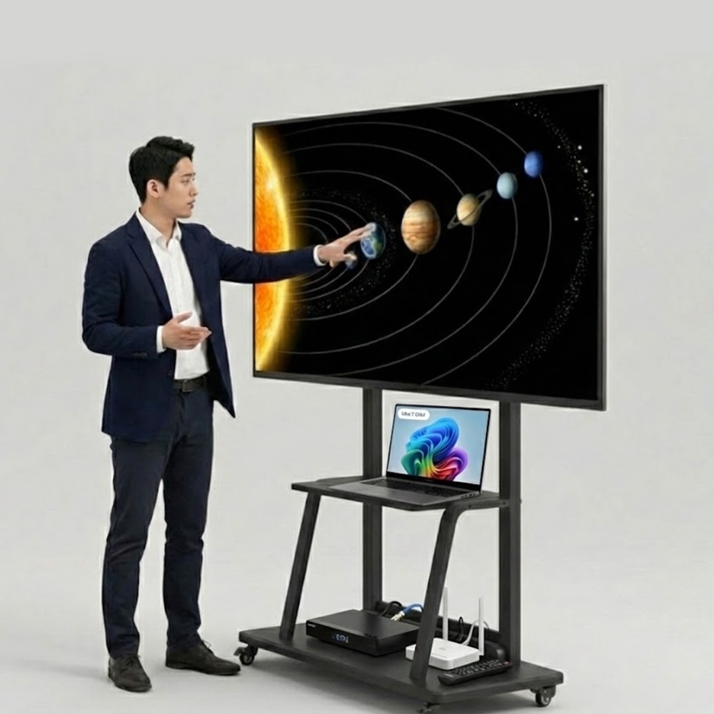 대형 고중량 이동식 TV 거치대 TLC 삼성 LG 전자칠판 호환 - 상품 이미지