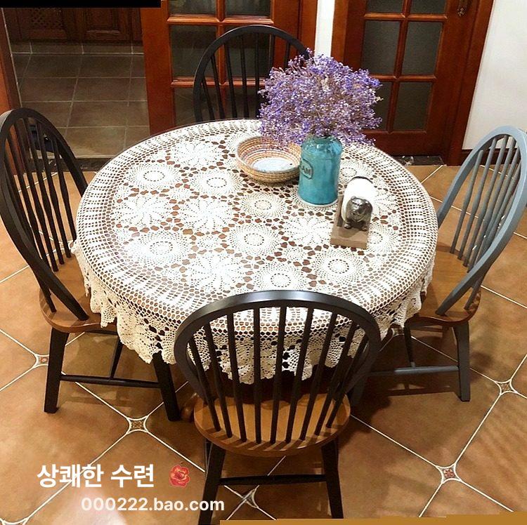 라운드 방수 프린트 린넨 연회 하얀색 저녁용 비닐 원형 베이지 110cm - 상세 이미지 2