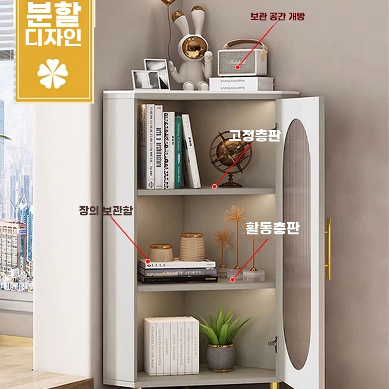 모서리 삼각 코너장 코너 3 A. 화이트 3535100 골드 다리 및 손잡이, A. 모으다 - 상세 이미지 3