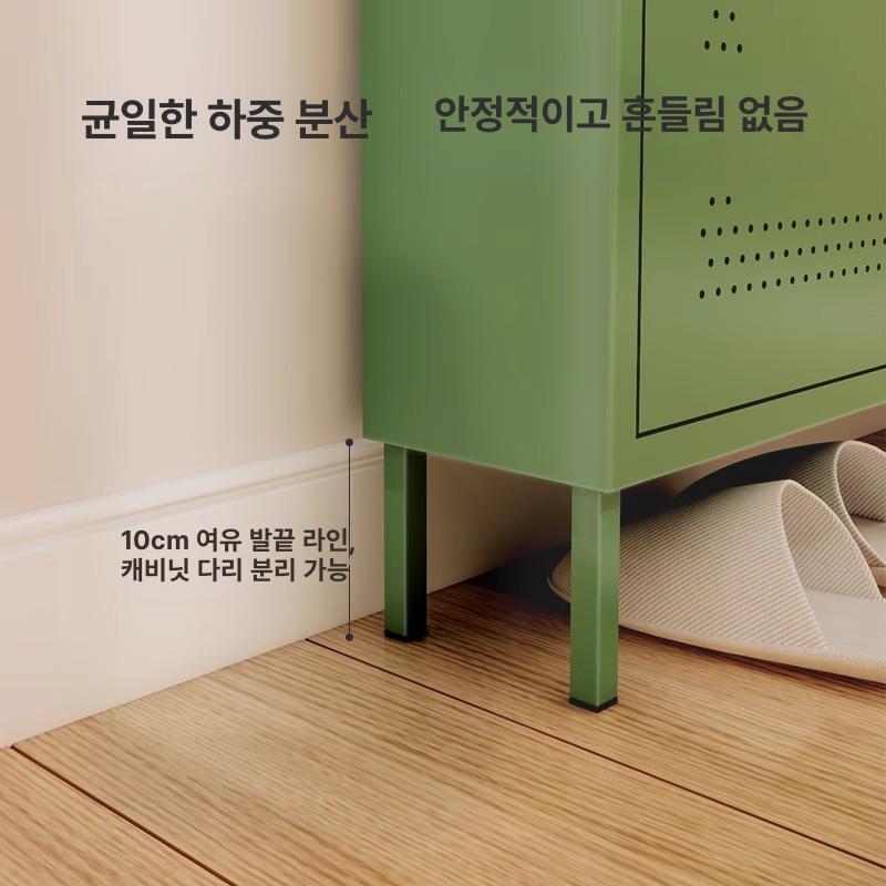 슬림 현관 정리대 틈새 수납장 캐비넷 가정용 좁은 철제 500 x 120x1290 크림화이트 완제품 다리조립필요 - 상세 이미지 2