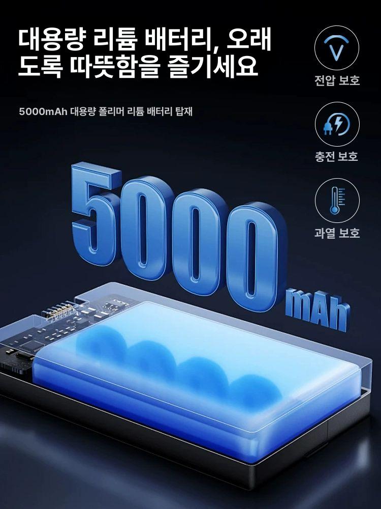 라이딩 장갑 방한 자전거 미끄럼 방지 터치 오프로드 분리 블랙그레이 5000mAh 1개 - 상세 이미지 4