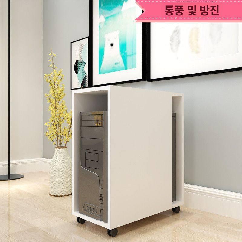 데스크탑 수납장 본체 수납 사무실용 바퀴형 이동식 선반 라이트월넛 - 상세 이미지 3