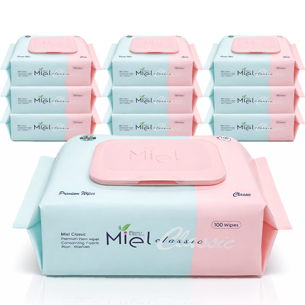 미엘 물티슈 클래식 캡형 100매 20팩 평량 50g 유아용 저자극 대용량