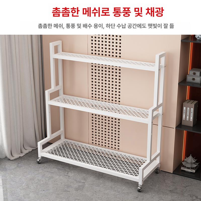 화분 진열대 선반 거치대 받침대 정리대 정리 철제 거실 2단 60 x 40x65 화이트 - 상세 이미지 3