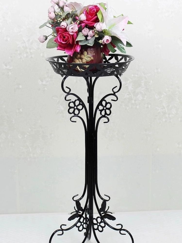 화분 받침대 철제 스탠드 빈티지 원형 베란다 가드닝 보강 블랙 60cm - 상세 이미지 3