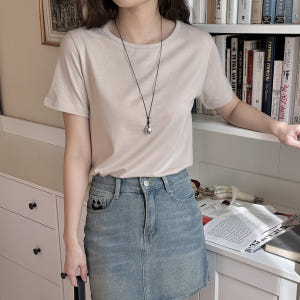 면 스판 여성코튼 라운드 레이어드 티셔츠 이너 모달 긴팔 기본 흰티 여자... 착용 후기 | 사이즈/핏 총정리 - 상품 이미지 4