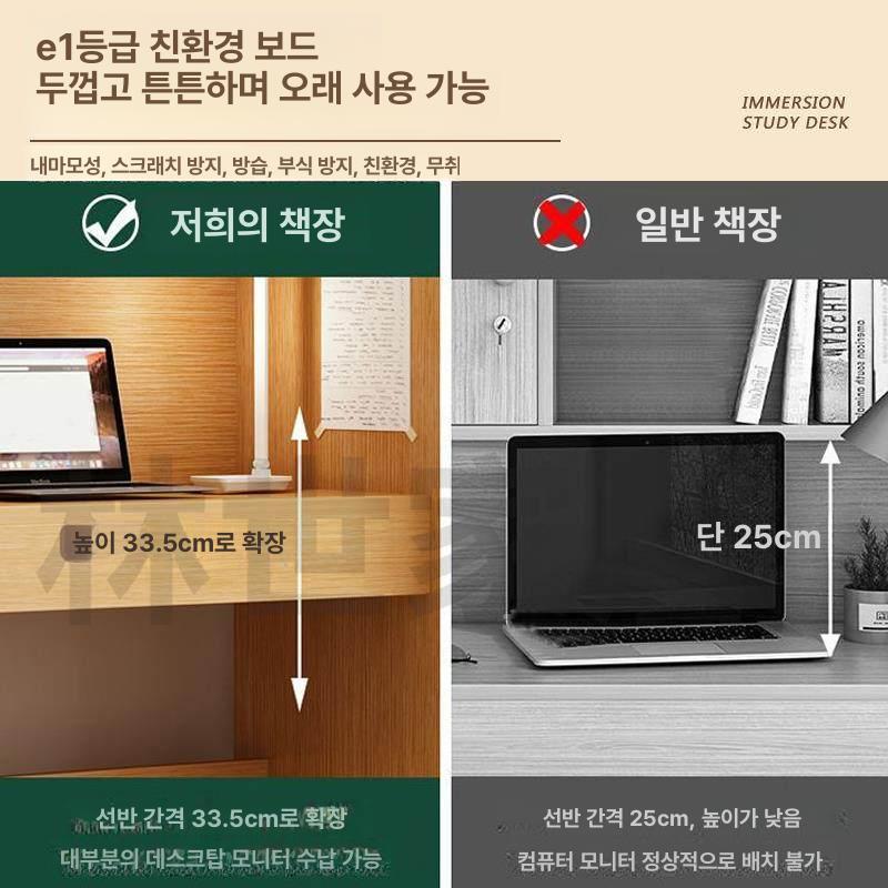 독서실 스터디카페 책상 공부방 데스크 칸막이 개인 내추럴우드 83 x 60x120 3mm - 상세 이미지 4